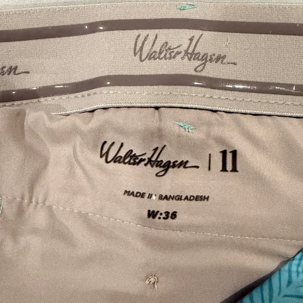 Walter Hagen Mens Perfect 11 Leaves Print Golf Shorts Teal 36 MGA14156